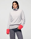 nahlad Dámský svetr FROM FUTURE ROLLED COLLAR GRIS CHINE CLAIR