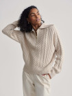 nahlad Dámský svetr Varley Camello Relaxed Cable Half Zip