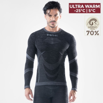 Pánské termoprádlo Iron-ic Pánské 70% Merino triko s dlouhým rukávem