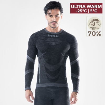 detail Pánské termoprádlo Iron-ic Pánské 70% Merino triko s dlouhým rukávem