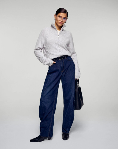 Dámský svetr FROM FUTURE TRUCKER COLLAR GRIS CHINE CLAIR