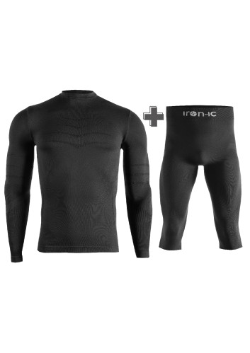 Pánské termoprádlo Iron-ic Pánský thermo set - triko s dlouhým rukávem a 3/4 lyžařské kalhoty