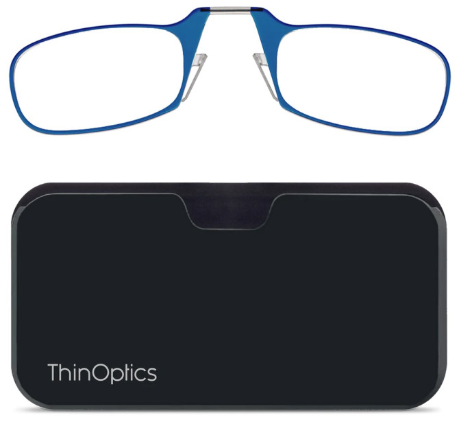 detail ThinOptics Cvikr na čtení + univerzální pouzdro