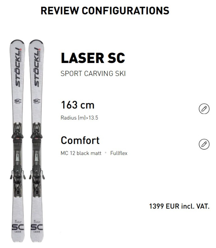 detail Stöckli SET: Stöckli Laser SC, SRT Speed D20, SRT 12