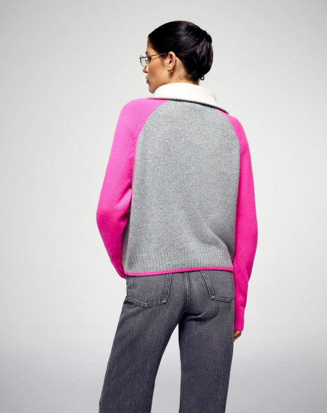 detail Dámský svetr FROM FUTURE TRUCKER COLLAR GRIS CHINE FONCE F