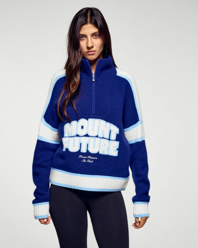detail Dámský svetr FROM FUTURE Quarter-Zip Neck Sweater Mount Future