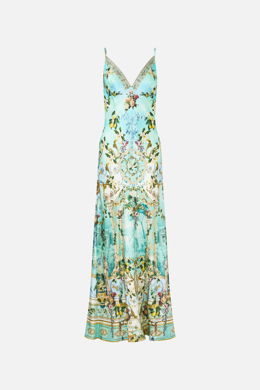 detail Dámské šaty Camilla V NECK LONG BIAS SLIP DRESS WITH TRAIN