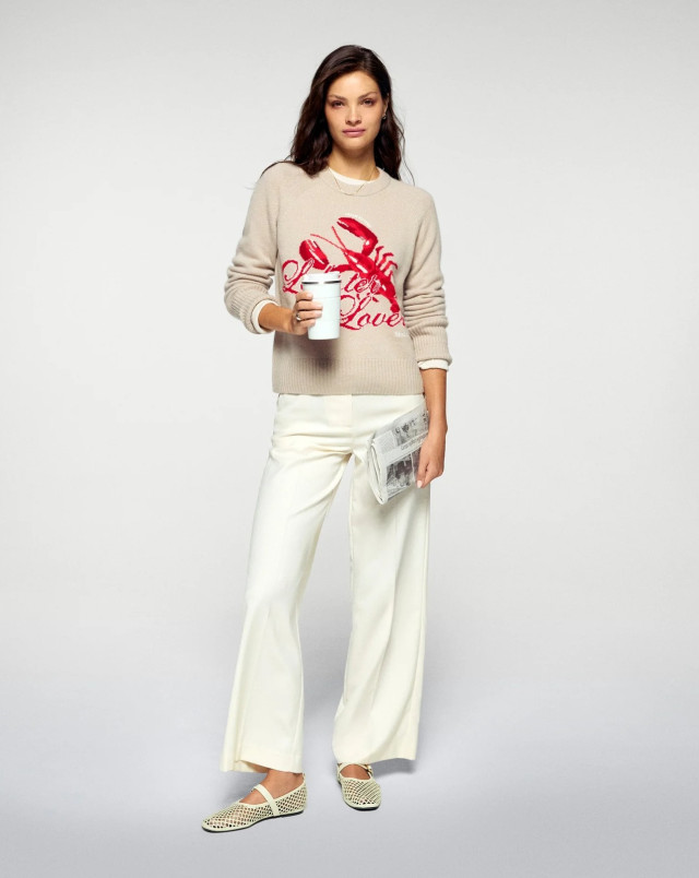 detail Dámský svetr FROM FUTURE ROUND NECK ICED SAND