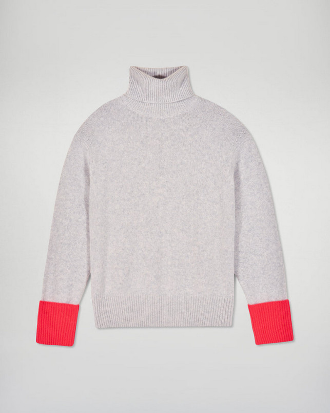 detail Dámský svetr FROM FUTURE ROLLED COLLAR GRIS CHINE CLAIR