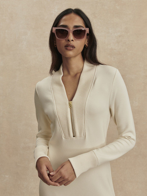 detail Dámské šaty Varley Bree Half Zip Midi Dress