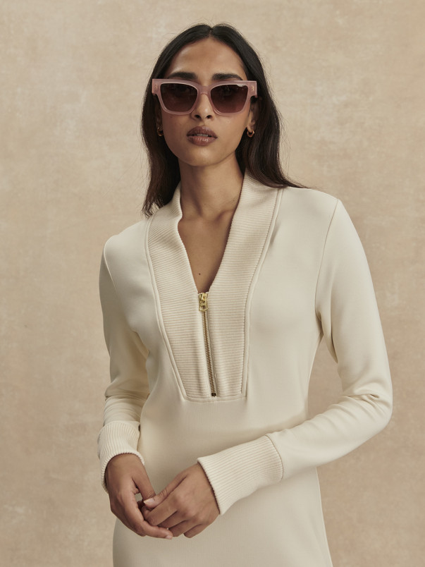 detail Dámské šaty Varley Bree Half Zip Midi Dress