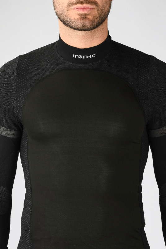 detail Pánské termoprádlo Iron-ic Větruodolné pánské triko pro zimní sporty