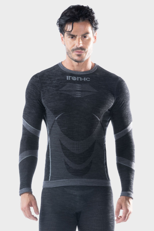 detail Pánské termoprádlo Iron-ic Pánské 70% Merino triko s dlouhým rukávem